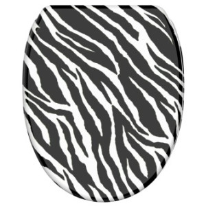 WCShop24 WC-Sitz mit Absenkautomatik und Schnellverschluss Zebra Look - Premium Toilettendeckel direkt vom Hersteller