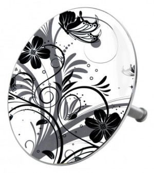 WCShop24 Badewannenstöpsel Black Flower