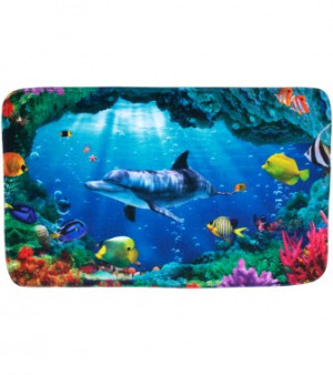 WCShop24 Badteppich Delphin Korallen 70 x 110 cm