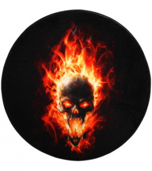 WCShop24 Badteppich rund Totenkopf in Flammen Ø 80 cm