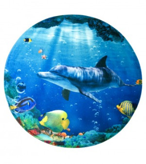 WCShop24 Badteppich rund Delphin Korallen Ø 80 cm
