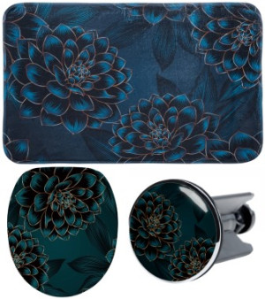 WCShop24 3-teiliges Badezimmer Set Dahlien