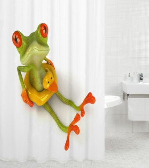 WCShop24 Duschvorhang Froggy 180 x 200 cm
