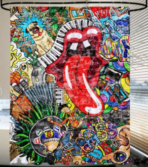 WCShop24 Duschvorhang Graffiti 180 x 200 cm