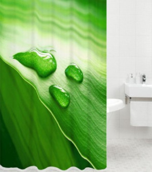 WCShop24 Duschvorhang Green Leaf 180 x 200 cm