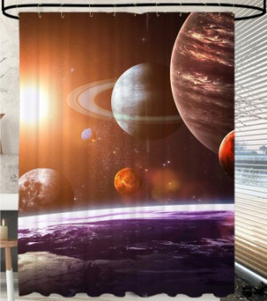 WCShop24 Duschvorhang Planeten 180 x 200 cm