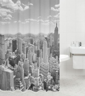 WCShop24 Duschvorhang Skyline New York 180 x 200 cm