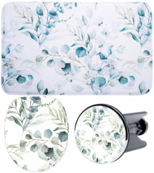 WCShop24 3-teiliges Badezimmer Set Eukalyptus
