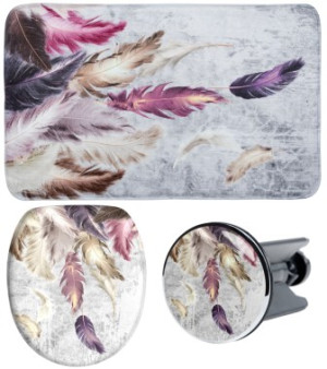 WCShop24 3-teiliges Badezimmer Set Federn
