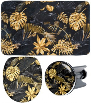 WCShop24 3-teiliges Badezimmer Set Golden Leaves