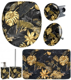 WCShop24 6-teiliges Badezimmer Set Golden Leaves