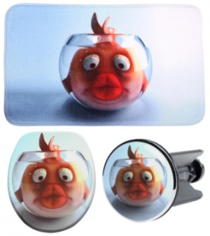 WCShop24 3-teiliges Badezimmer Set Goldfisch