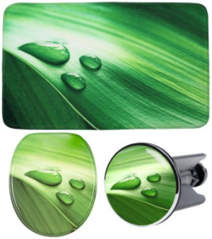 WCShop24 3-teiliges Badezimmer Set Green Leaf