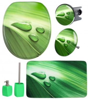 WCShop24 6-teiliges Badezimmer Set Green Leaf
