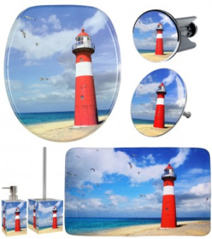 WCShop24 6-teiliges Badezimmer Set Leuchtturm