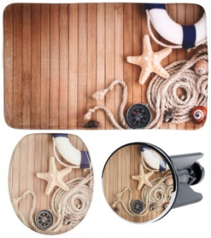 WCShop24 3-teiliges Badezimmer Set Maritime
