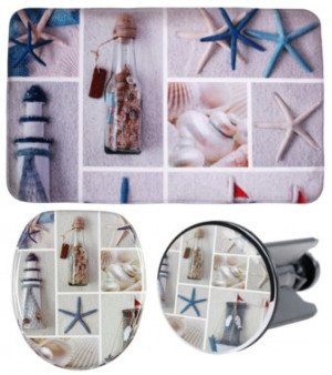 WCShop24 3-teiliges Badezimmer Set Meeresbrise