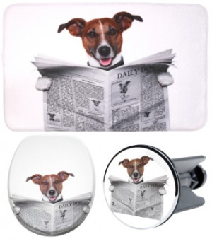 WCShop24 3-teiliges Badezimmer Set Newspaper