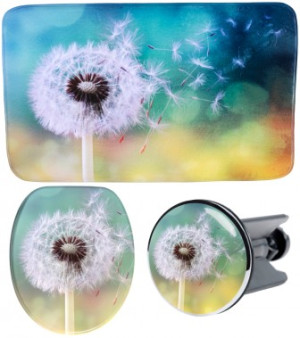 WCShop24 3-teiliges Badezimmer Set Pusteblume