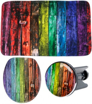 WCShop24 3-teiliges Badezimmer Set Rainbow
