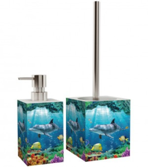 WCShop24 Badezimmer Set Delphin Korallen