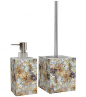 WCShop24 Badezimmer Set Marmor Braun