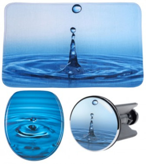 WCShop24 3-teiliges Badezimmer Set Wassertropfen