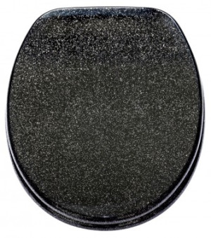 WCShop24 WC-Sitz Glitzer Schwarz - Premium Toilettendeckel direkt vom Hersteller