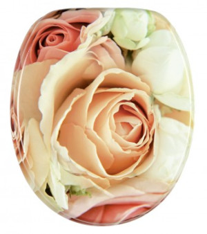 WCShop24 WC-Sitz mit Absenkautomatik Rosa Rose - Premium Toilettendeckel direkt vom Hersteller
