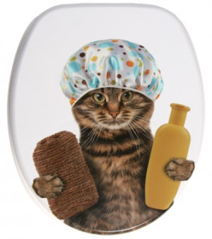 WCShop24 WC-Sitz mit Absenkautomatik Shower Cat - Premium Toilettendeckel direkt vom Hersteller
