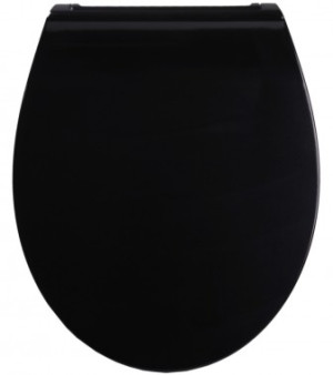 WCShop24 WC-Sitz mit Absenkautomatik Flat Schwarz - Premium Toilettendeckel direkt vom Hersteller
