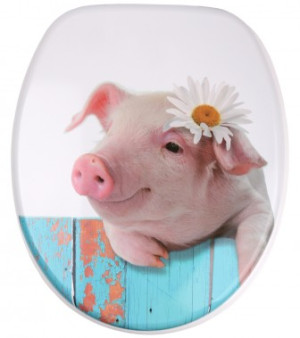 WCShop24 WC-Sitz mit Absenkautomatik Schwein - Premium Toilettendeckel direkt vom Hersteller