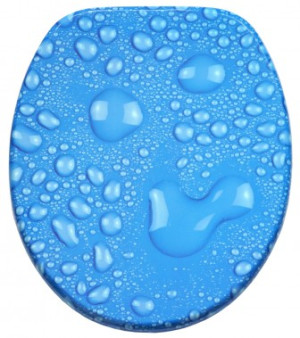 WCShop24 WC-Sitz mit Absenkautomatik Tautropfen Blau - Premium Toilettendeckel direkt vom Hersteller