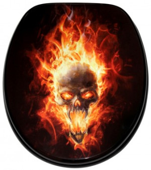 WCShop24 WC-Sitz Totenkopf in Flammen - Premium Toilettendeckel direkt vom Hersteller