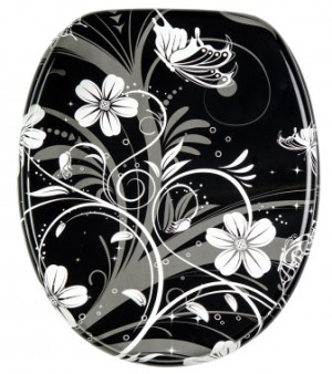 WCShop24 WC-Sitz mit Absenkautomatik White Flower - Premium Toilettendeckel direkt vom Hersteller