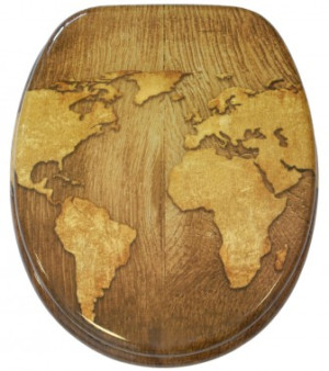WCShop24 WC-Sitz mit Absenkautomatik World Map - Premium Toilettendeckel direkt vom Hersteller