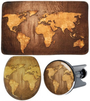 WCShop24 3-teiliges Badezimmer Set World Map