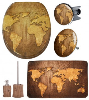 WCShop24 6-teiliges Badezimmer Set World Map