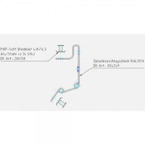 LAMILUX Ersatzteilset Gelenkbeschlagsblech RAL 9016