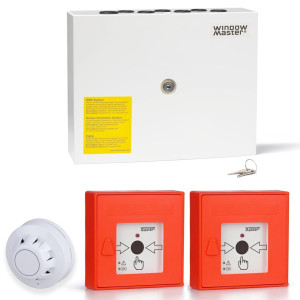 RWA-Treppenhaus-Set WindowMaster WSC 104 inkl. 2 Taster rot, Rauchmelder