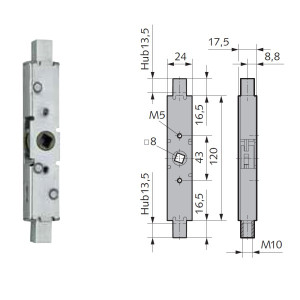 WSS Kantriegel ohne Stulp Hub 13,5 mm