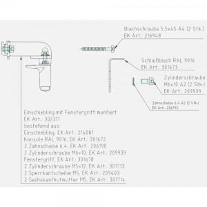 LAMILUX Ersatzteilset Fenstergriff – Verriegelung