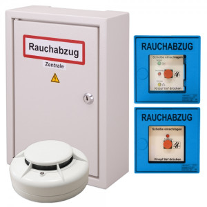 RWA-Treppenhaus-Set BSC RWA-Zentrale 2A inkl. 2 Taster blau, Rauchmelder