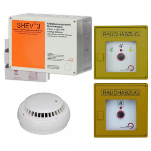 RWA-Treppenhaus-Set SIMON PROtec Kompaktzentrale SHEV 3A inkl. 2 Taster gelb,...