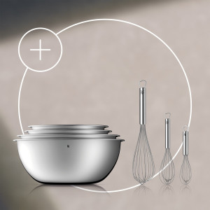Set: Gourmet Küchenschüssel-Set, 4-teilig, mit Profi Plus Schneebesen-Set, 3-teilig