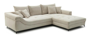 Ecksofa inkl. 3 Rückenkissen einmalig variabel montierbar ca. 317x226 cm Natur / Winkelfuß Metall Matt Schwarz