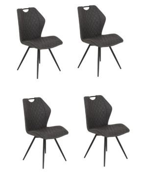 Polsterstuhl drehbar 4er Set Metallgestell schwarz Stoff Vintage-Anthrazit | 4