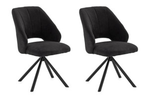 Esszimmerstuhl 2er Set drehbar Schwarz Mikrofasa