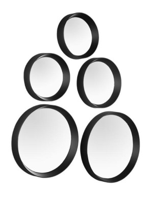 Wandspiegel 5er Set rund Schwarz