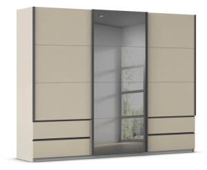 Schwebetürenschrank 271 cm breit 3-trg. inkl. 4 Schubkästen und Spiegel Champagner
